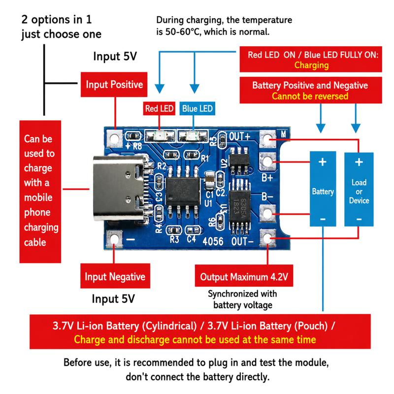 Tp4056 Module - 18650 TP4056 리튬 배터리 충전 모듈