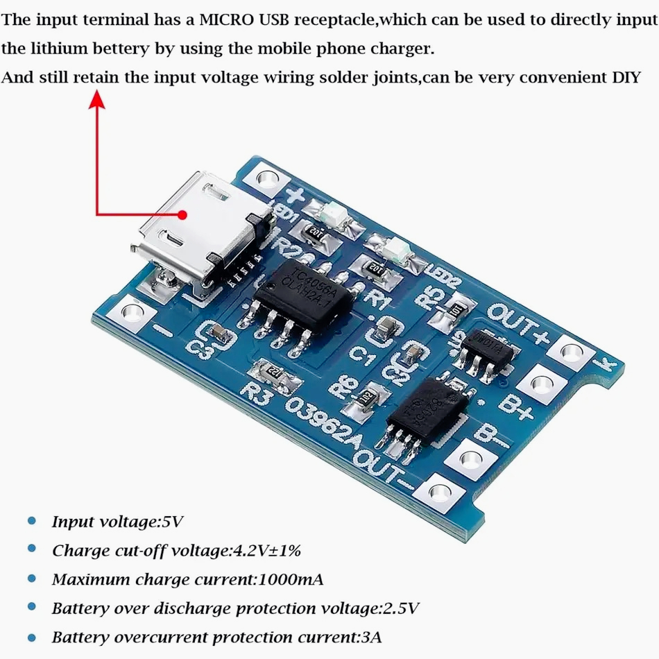 10/20개 5V 1A 18650 리튬 배터리 충전 보 - Tp4056 Module 리뷰 및 가격